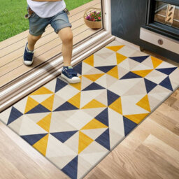 Ameha Rugs Living Room - Yellow Rugs For Bedroom 60X110 Cm Modern Carpet Geometric Style Triangle Pattern Super Soft Rug (Brio) - thumbnail 3