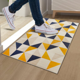 Ameha Rugs Living Room - Yellow Rugs For Bedroom 60X110 Cm Modern Carpet Geometric Style Triangle Pattern Super Soft Rug (Brio) - thumbnail 6