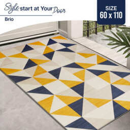 Ameha Rugs Living Room - Yellow Rugs For Bedroom 60X110 Cm Modern Carpet Geometric Style Triangle Pattern Super Soft Rug (Brio) - thumbnail 1
