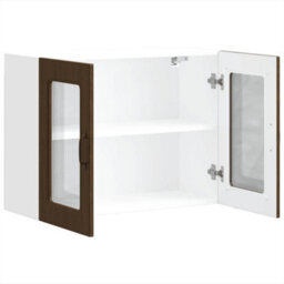 Berkfield Kitchen Wall Cabinet With Glass Door Kalmar Brown Oak Engineered Wood - thumbnail 7
