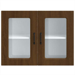 Berkfield Kitchen Wall Cabinet With Glass Door Kalmar Brown Oak Engineered Wood - thumbnail 6