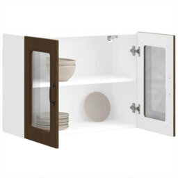 Berkfield Kitchen Wall Cabinet With Glass Door Kalmar Brown Oak Engineered Wood - thumbnail 5