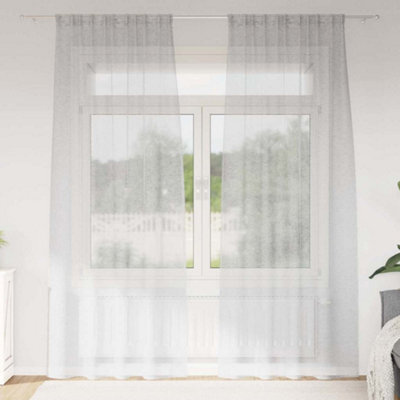 Walplus Curtains With Curtains 2 Pcs Light Grey Polyester - image 1