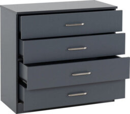 Seconique Dakota 4 Drawer Chest Of Drawers Dark Grey - thumbnail 2