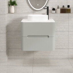 Royal Bathrooms Venice 600mm Dove Grey Wall Mounted Bathroom Countertop Vanity Unit 2 Drawer With Lyon Basin - thumbnail 1