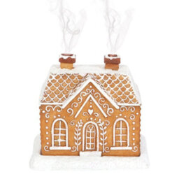 Something Different Gingerbread House Incense Cone Holder Brown/white (One Size) - thumbnail 3