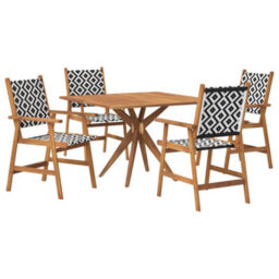 Berkfield 5 Piece Garden Dining Set Solid Wood Acacia - thumbnail 2
