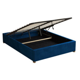 Aspire Upholstered Platform Ottoman Bed Frame Uk Made, Plush Navy, Size King - thumbnail 4