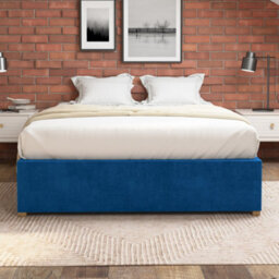 Aspire Upholstered Platform Ottoman Bed Frame Uk Made, Plush Navy, Size King - thumbnail 2