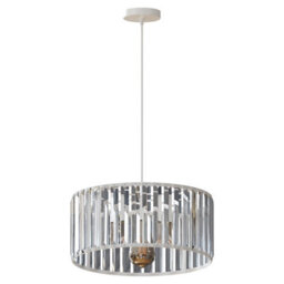 Ledsone Modern Crystal Glass Shade Mini Chandelier Pendant Light, Drum Shape E27 Ceiling Hanging Light White Without Bulb,30Cm - thumbnail 2