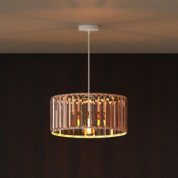 Ledsone Modern Crystal Glass Shade Mini Chandelier Pendant Light, Drum Shape E27 Ceiling Hanging Light White Without Bulb,30Cm - thumbnail 3