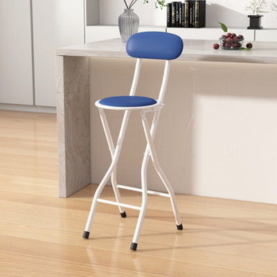 MCC Direct Single Folding Breakfast Bar Stool Padded High Chair Blue - image 1