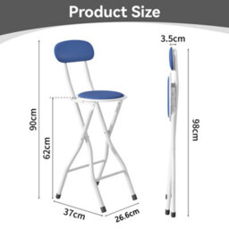 MCC Direct Single Folding Breakfast Bar Stool Padded High Chair Blue - thumbnail 4