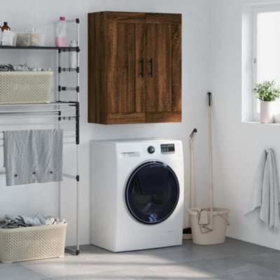 Berkfield Wall Mounted Cabinet Brown Oak 69.5X34X90 Cm Engineered Wood - image 1