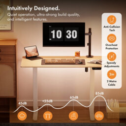 Vonhaus Electric Standing Desk, Height Adjustable Sit Stand Desk, 3 Height Preset Technology, 120X60Cm, Light Wood Maple Effect - thumbnail 4