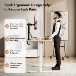 Vonhaus Electric Standing Desk, Height Adjustable Sit Stand Desk, 3 Height Preset Technology, 120X60Cm, Light Wood Maple Effect - thumbnail 5