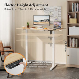 Vonhaus Electric Standing Desk, Height Adjustable Sit Stand Desk, 3 Height Preset Technology, 120X60Cm, Light Wood Maple Effect - thumbnail 2