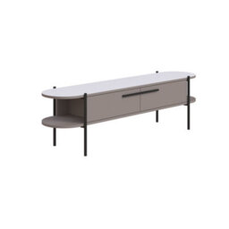 Decortie Otis Modern Tv Unit Multimedia Centre Mocha Grey White Metal Leg Storage Tv Cabinet 160Cm - thumbnail 2