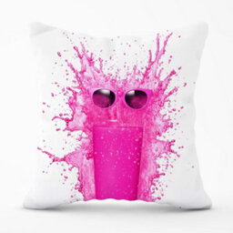 Warren Reed Designer Pink Splashart Glass Cushions 60Cm X 60Cm - thumbnail 1