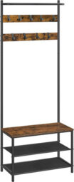 Songmics Vasagle Industrial Coat Stand With Shoe Rack And Bench, Hall Tree Rack With Movable Hooks, Top Bar, Rustic Brown And Black - thumbnail 6