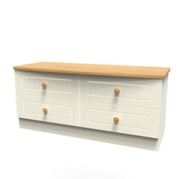 Lancaster 4 Drawer Bed Box In Cream & Oak (Ready Assembled) - thumbnail 3