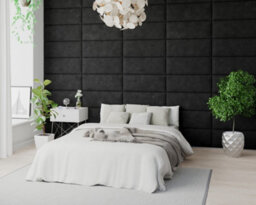 Aspire Easymount Wall Mounted Upholstered Panels, Modular Diy Headboard In Kimiyo Linen Fabric, Charcoal (Pack Of 8) - thumbnail 3