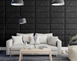 Aspire Easymount Wall Mounted Upholstered Panels, Modular Diy Headboard In Kimiyo Linen Fabric, Charcoal (Pack Of 8) - thumbnail 2