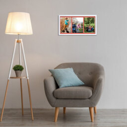 AK Frames 16X8 Walnut Sleek Multi Photo Frame With Poppy Red Mount - Holds 3 Apertures (3X) 7X5 Photos - thumbnail 3