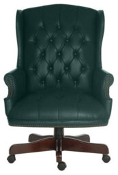 Teknik Chairman Super Large Executive Chair In Bonded Green Leather With Button Back Detailing - thumbnail 2