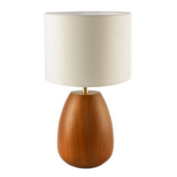 Happy Homewares Chunky Wooden Table Lamp Base With Mahogany Finish With Inline Switch - thumbnail 3
