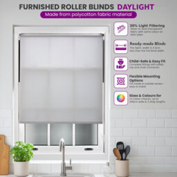 Furnished Daylight Roller Blind With Square Eyelets - Trimmable Black, 240Cm X 210Cm - thumbnail 2