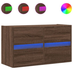 Berkfield Durable Tv Wall Cabinet With Led Lights Brown Oak 80X31X45 Cm - thumbnail 1