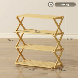 Wyld Haus Taseyo Sori Natural Bamboo 4-Tier Folding Shoe Rack, L60 X D29 X H67 Cm - thumbnail 5