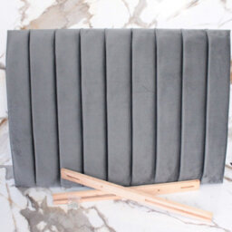 "Urban Textures - Lyra Headboard Plush Velvet Upholstered Lined Divan Bed Headboard 20"" - Steel" - thumbnail 2