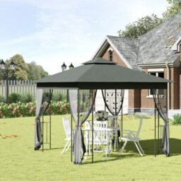 Outsunny 3 X 3(M) Garden Gazebo Marquee Tent Canopy Shelter Pavilion Grey - thumbnail 1