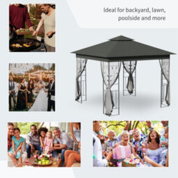 Outsunny 3 X 3(M) Garden Gazebo Marquee Tent Canopy Shelter Pavilion Grey - thumbnail 7