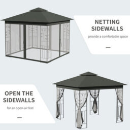 Outsunny 3 X 3(M) Garden Gazebo Marquee Tent Canopy Shelter Pavilion Grey - thumbnail 6