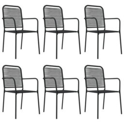 Walplus 7 Piece Garden Dining Set Black Cotton Rope And Steel - thumbnail 4