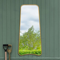 Mirroroutlet The Coartans New Gold Metal Isoscelles Trapezoid Shape Framed Garden Wall Mirror 122Cm X 58Cm - thumbnail 1