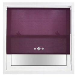 FURNISHED Trimmable Roller Blind With Triple Diamond Chrome Eyelet And Metal Fittings - Aubergine Daylight Shade (W)205Cm X (L)210Cm - thumbnail 2