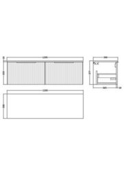 Hudson Reed Fluted Wall Hung 2-Drawer Vanity Unit & Blue Laminate Worktop, Counter Top Vanity Unit In Satin Blue, 1200mm - thumbnail 4