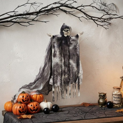 Garden Greatness Hanging Grey Halloween Reaper Decoration - image 1