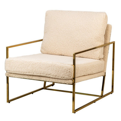 Nordlys Metal And White Bouclé Lounge Chair Vintage Style Living Room - image 1