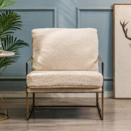 Nordlys Metal And White Bouclé Lounge Chair Vintage Style Living Room - thumbnail 5