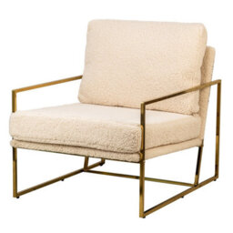 Nordlys Metal And White Bouclé Lounge Chair Vintage Style Living Room - thumbnail 1