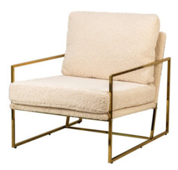 Nordlys Metal And White Bouclé Lounge Chair Vintage Style Living Room - thumbnail 2
