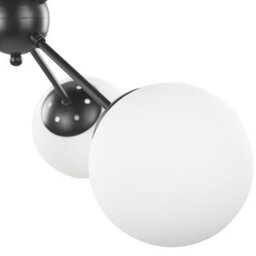 Wyld And Coco Black 6-Light Pendant Lamp 100 Cm Drop With White Glass Globe Shades, Industrial Modern Lighting - thumbnail 6