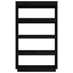 Berkfield Book Cabinet/room Divider Black 80X35X135 Cm Solid Pinewood - thumbnail 5