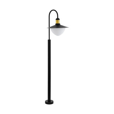 Elegant Ip44 Outdoor Bollard Light With Curved Arm In Black And Gold - image 1