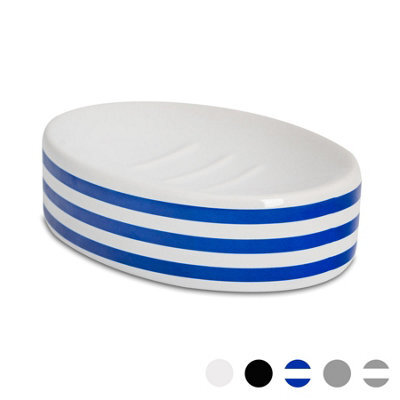 Harbour Housewares Ceramic Soap Dish - Navy Stripe - image 1